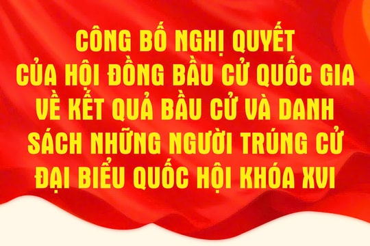Công bố Nghị quyết của Hội đồng Bầu cử quốc gia về kết quả bầu cử và danh sách những người trúng cử đại biểu Quốc hội khóa XVI