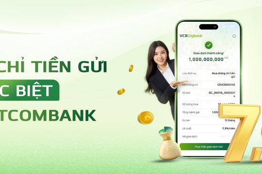 Vietcombank duy trì phát hành chứng chỉ tiền gửi trực tuyến, lãi suất lên đến 7,9%/năm