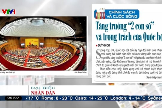 Điểm báo VTV1: Tăng trưởng “2 con số” và trọng trách của Quốc hội