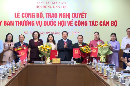 Hội đồng Dân tộc tổ chức trao Nghị quyết của Ủy ban Thường vụ Quốc hội về công tác cán bộ