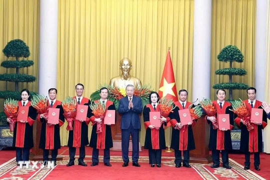 Tổng Bí thư, Chủ tịch nước Tô Lâm trao quyết định bổ nhiệm Thẩm phán Tòa án Nhân dân tối cao