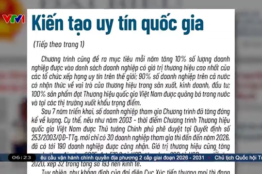 Điểm báo VTV1: Kiến tạo uy tín quốc gia