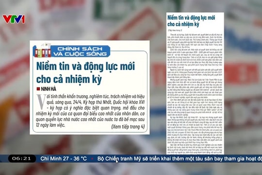 Điểm báo VTV1: Niềm tin và động lực mới cho cả nhiệm kỳ