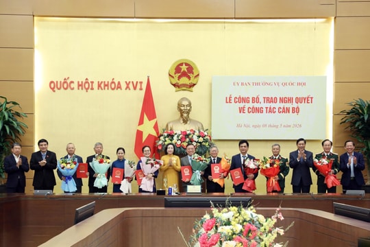 Trao Nghị quyết của Ủy ban Thường vụ Quốc hội về công tác cán bộ