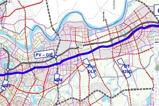 Quốc lộ 1A đoạn qua Hà Nội dự kiến dài hơn 36km, quy mô 10 làn xe chính