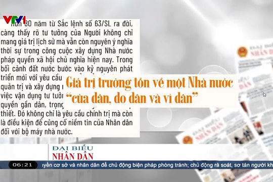 Điểm báo VTV1: Giá trị trường tồn về một Nhà nước “của dân, do dân và vì dân”