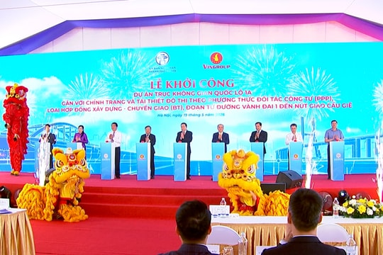 Chủ tịch Quốc hội Trần Thanh Mẫn dự Lễ khởi công dự án mở rộng quốc lộ 1A đoạn từ Vành đai 1 đến nút giao Cầu Giẽ