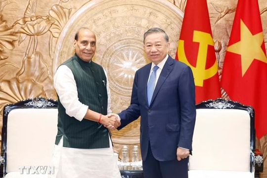 Tổng Bí thư, Chủ tịch nước Tô Lâm tiếp Bộ trưởng Quốc phòng Ấn Độ Rajnath Singh
