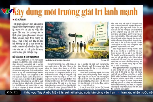 Điểm báo VTV1: Xây dựng môi trường giải trí lành mạnh