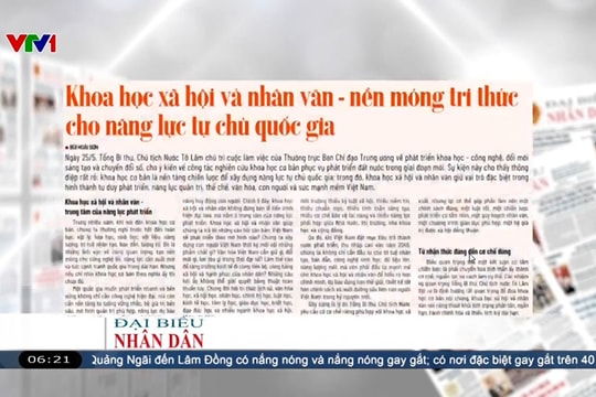 Điểm báo VTV1: Khoa học xã hội và nhân văn - nền móng tri thức cho năng lực tự chủ quốc gia
