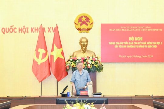 Tổng Bí thư, Chủ tịch nước Tô Lâm chủ trì Hội nghị thông qua dự thảo Báo cáo kết quả kiểm tra đợt 2 đối với Ban Thường vụ Đảng ủy Quốc hội