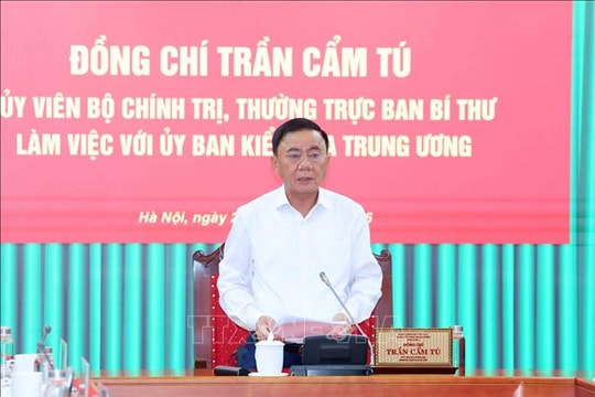 Thường trực Ban Bí thư Trần Cẩm Tú làm việc với Ủy ban Kiểm tra Trung ương