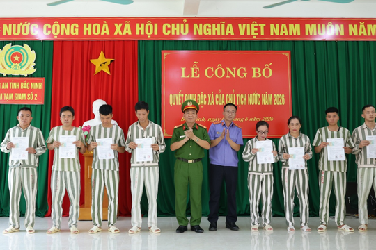Công an tỉnh Bắc Ninh công bố Quyết định đặc xá năm 2026 cho 31 phạm nhân tại Trại Tạm giam số 2