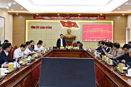 Ủy ban Kiểm tra Trung ương làm việc với Thường trực Tỉnh ủy Lâm Đồng về tháo gỡ vướng mắc các dự án tồn đọng