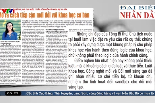 Điểm báo VTV1: Mở ra cách tiếp cận mới đối với khoa học cơ bản