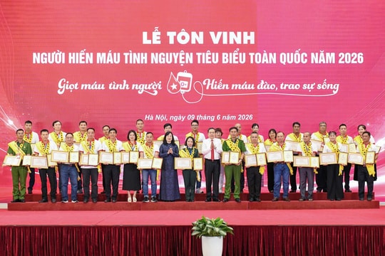 Chủ tịch Quốc hội Trần Thanh Mẫn dự Lễ tôn vinh 100 người hiến máu tình nguyện tiêu biểu năm 2026