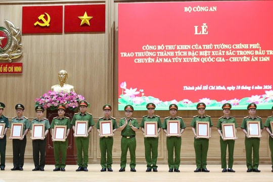 Lễ công bố Thư khen của Thủ tướng Chính phủ và trao thưởng thành tích xuất sắc trong đấu tranh Chuyên án 126N