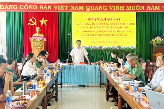 Ủy ban Văn hóa và Xã hội khảo sát công tác bảo vệ trẻ em trên môi trường mạng tại Đắk Lắk