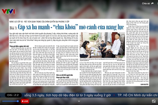 Điểm báo VTV1: Cấp xã ba mạnh - “chìa khóa” mở cánh cửa năng lực