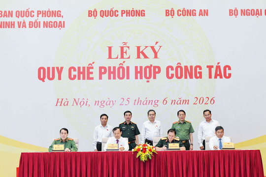 Chủ tịch Quốc hội Trần Thanh Mẫn dự Lễ ký Quy chế phối hợp trong lĩnh vực quốc phòng, an ninh, đối ngoại