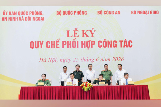 Chủ tịch Quốc hội Trần Thanh Mẫn dự Lễ ký Quy chế phối hợp giữa Ủy ban Quốc phòng, An ninh và Đối ngoại với 3 Bộ