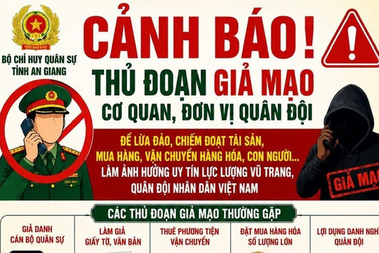Bộ Chỉ huy Quân sự tỉnh An Giang cảnh báo tình trạng lừa đảo, chiếm đoạt tài sản