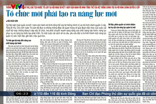 Điểm báo VTV1: Tổ chức mới phải tạo ra năng lực mới