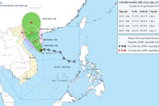 Dự báo thời tiết ngày 3/7: Bão số 1 MAYSAK hình thành trên biển Đông