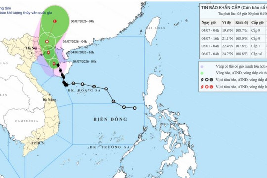 Dự báo thời tiết ngày 4/7: Bão số 1 MAYSAK khiến mưa lớn dồn dập tại Đông Bắc Bộ và Thanh Hóa