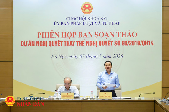 Phó Chủ tịch Quốc hội Nguyễn Khắc Định chủ trì Phiên họp Ban soạn thảo dự án Nghị quyết thay thế Nghị quyết số 96/2019/QH14