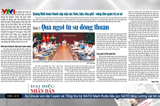 Điểm báo VTV1: Quả ngọt từ sự đồng thuận