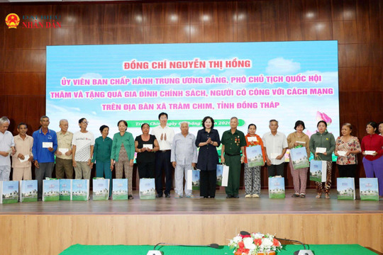 Phó QQ88k Game Bài QQ8886 Khuyến Mãi Nguyễn Thị Hồng trao quà tặng gia đình chính sách tại xã Tràm Chim, Đồng Tháp
