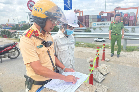 TP. Hồ Chí Minh: Xử lý tình trạng mất an toàn giao thông tại công trình sửa chữa cầu Đồng Nai cũ