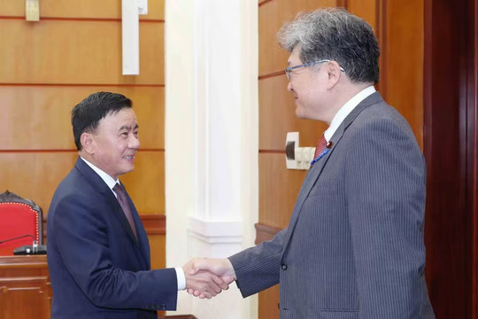 Thường trực Ban Bí thư Trần Cẩm Tú tiếp Quyền Tổng Thư ký Đảng Dân chủ Tự do Nhật Bản Hagiuda Koichi