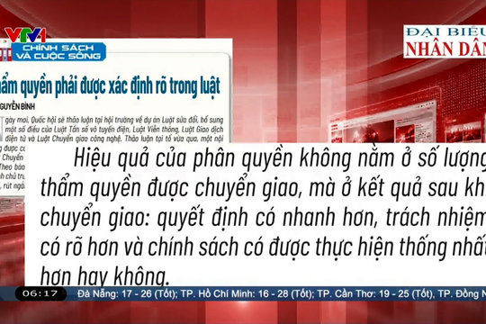Điểm báo VTV1: Thẩm quyền phải được xác định rõ trong luật