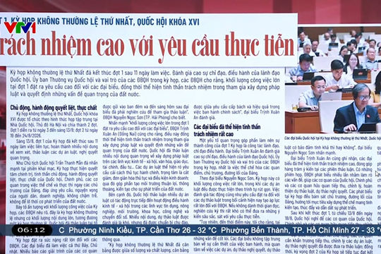 Điểm báo VTV1: Trách nhiệm cao với yêu cầu thực tiễn