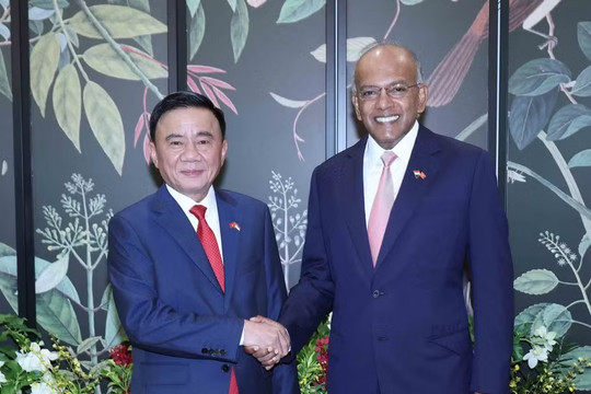 Thường trực Ban Bí thư Trần Cẩm Tú gặp Bộ trưởng Cao cấp Singapore Shanmugam