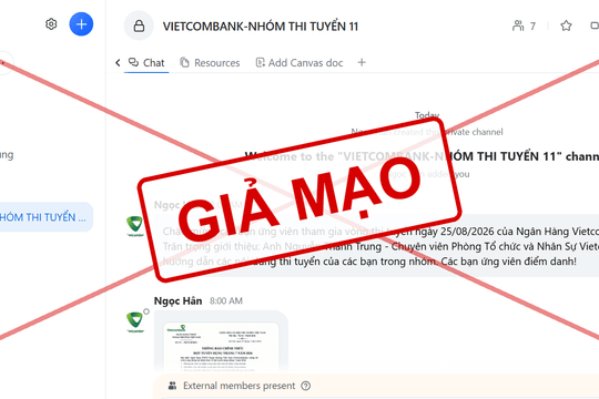 Cảnh báo lừa đảo mạo danh Vietcombank để tuyển dụng nhằm chiếm đoạt tài sản