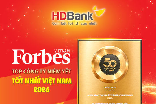 HDBank tiếp tục vào top 50 forbes Việt Nam