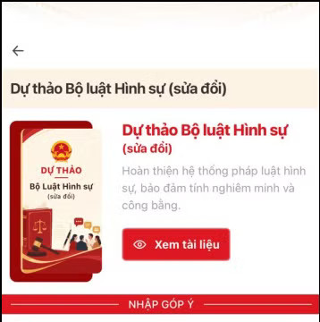 Bộ Công an hướng dẫn người dân góp ý dự thảo Bộ luật Hình sự (sửa đổi) trên VNeID