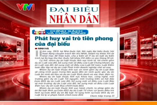 Điểm báo VTV1: Phát huy vai trò tiên phong của đại biểu