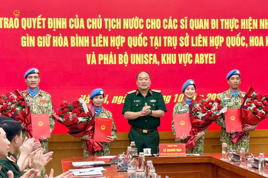 Thêm 4 sĩ quan đi thực hiện nhiệm vụ gìn giữ hòa bình Liên Hợp Quốc