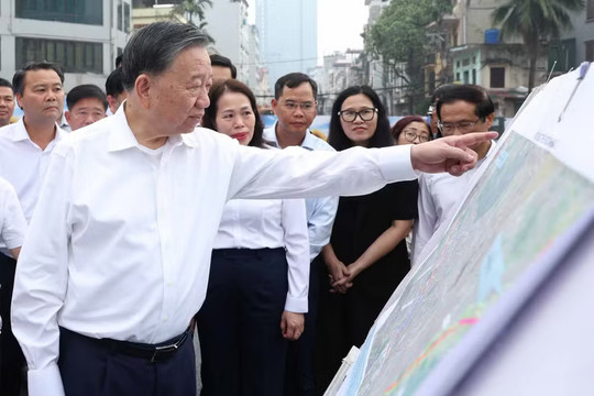 Tổng Bí thư, Chủ tịch nước Tô Lâm kiểm tra tiến độ thi công một số công trình, dự án trọng điểm của Thủ đô