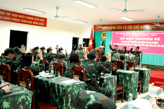 HĐND thành phố Quảng Ninh diễn tập ra Nghị quyết chuyển hoạt động của địa phương vào trạng thái thời chiến