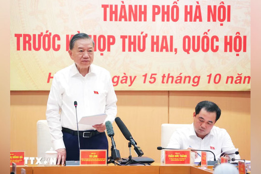 Tổng Bí thư, Chủ tịch nước Tô Lâm dự buổi làm việc chuẩn bị Kỳ họp thứ Hai, Quốc hội khóa XVI của Đoàn đại biểu Quốc hội Hà Nội