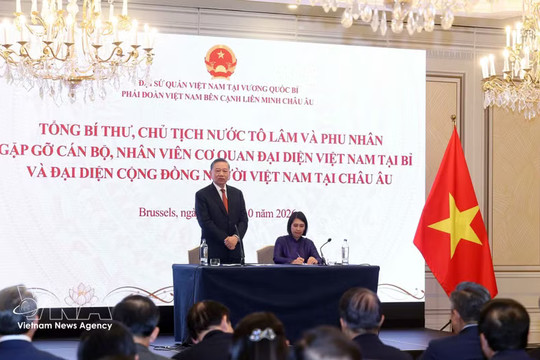 General Secretary and President To Lam meets with staff of Vietnamese agencies in Belgium, Vietnamese community in Europe