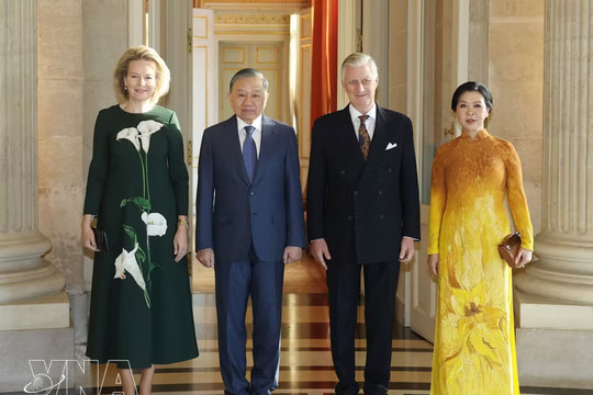Top Vietnamese leader meets with Belgian King and Queen