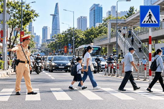 TP. Hồ Chí Minh: Cảnh báo nguy cơ tai nạn từ việc đi bộ qua đường sai quy định