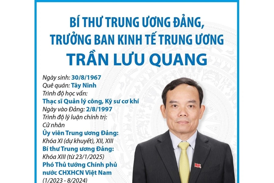 Quá trình công tác của Bí thư Trung ương Đảng, Trưởng Ban Kinh tế Trung ương Trần Lưu Quang