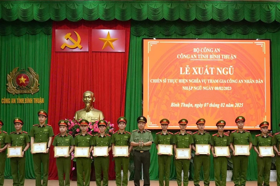 Bình Thuận: 191 chiến sĩ công an nghĩa vụ được xuất ngũ